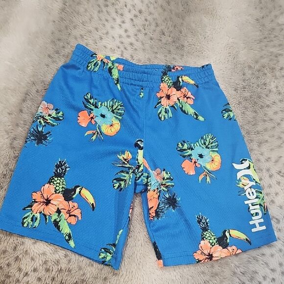 Hurley Blue Tropical Print Shorts Size 7 - Picture 1 of 4
